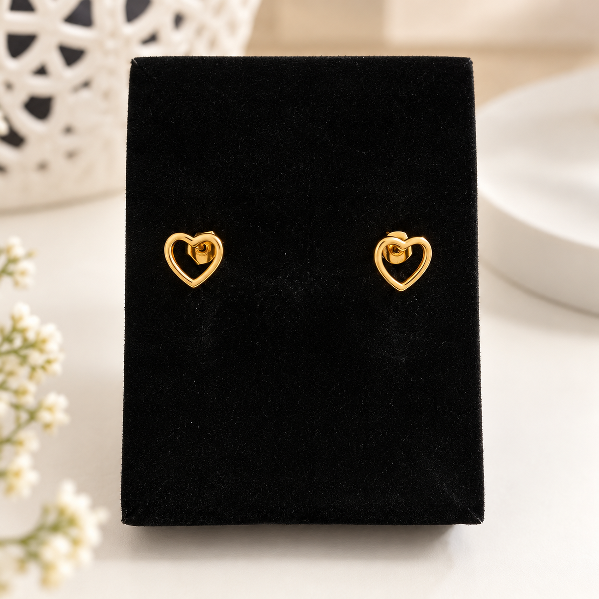 Open Heart Stud Earrings