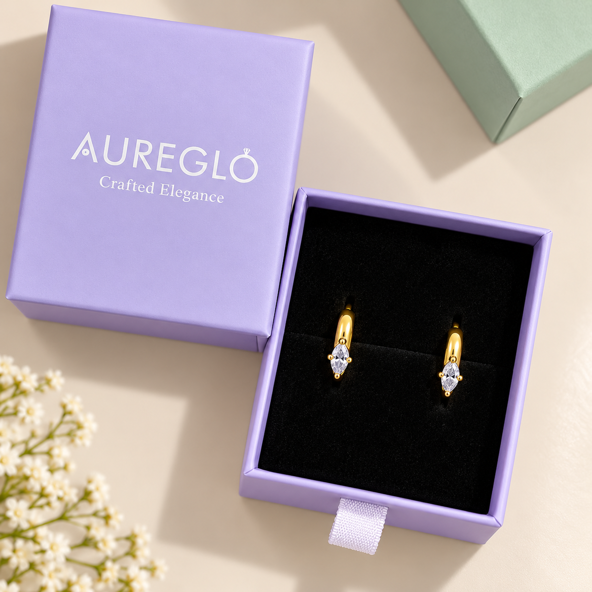 Marquise Crystal Huggie Earrings