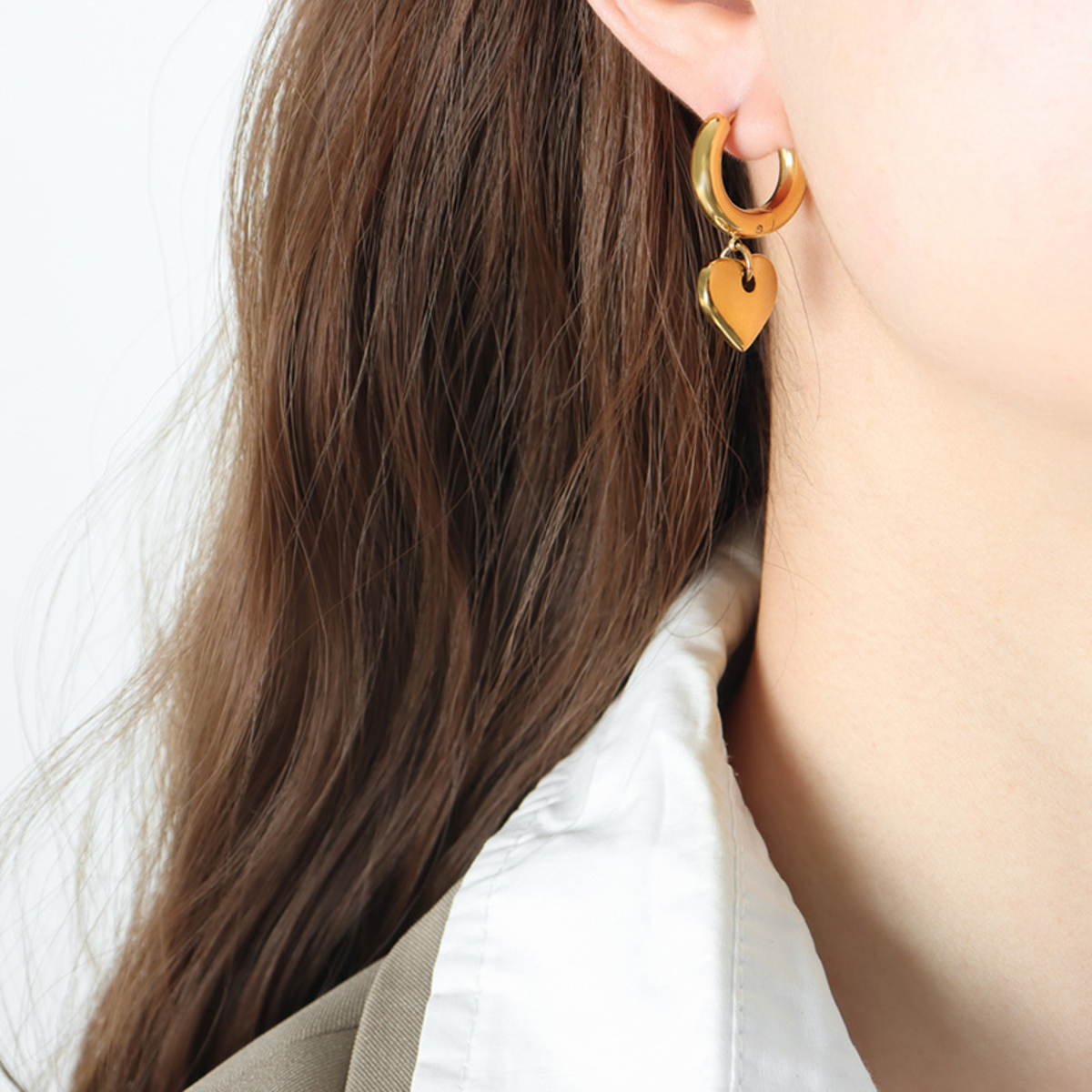 Luna Polished Heart Hoop Earrings
