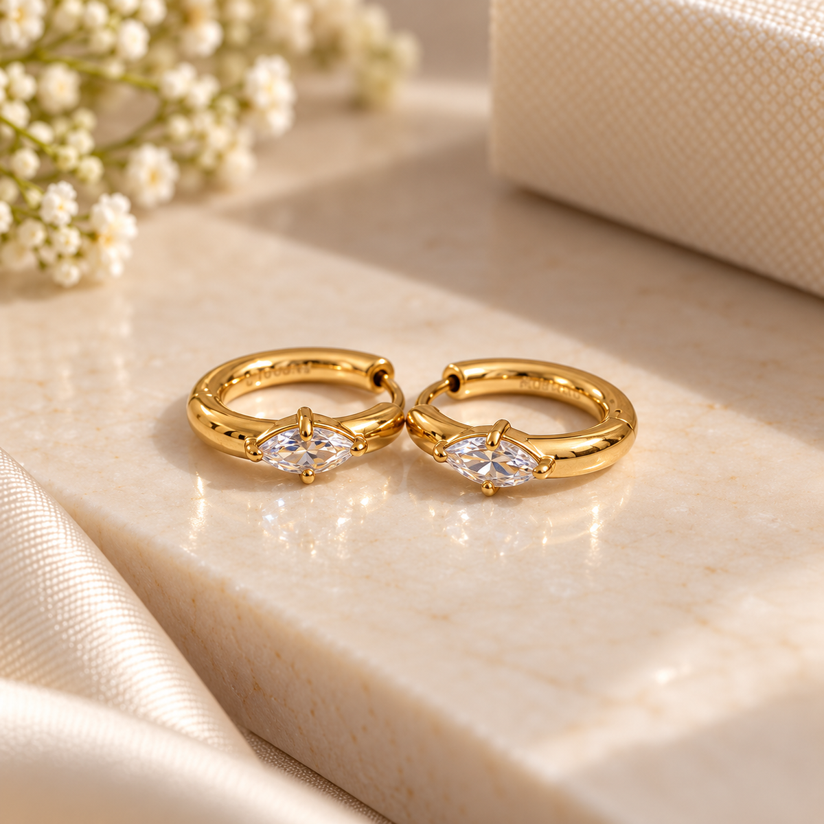 Marquise Crystal Huggie Earrings