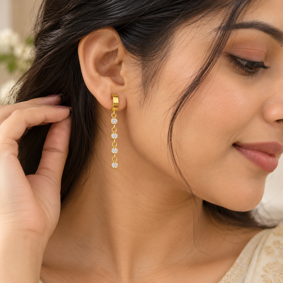 Gold-Tone Crystal Drop Earrings
