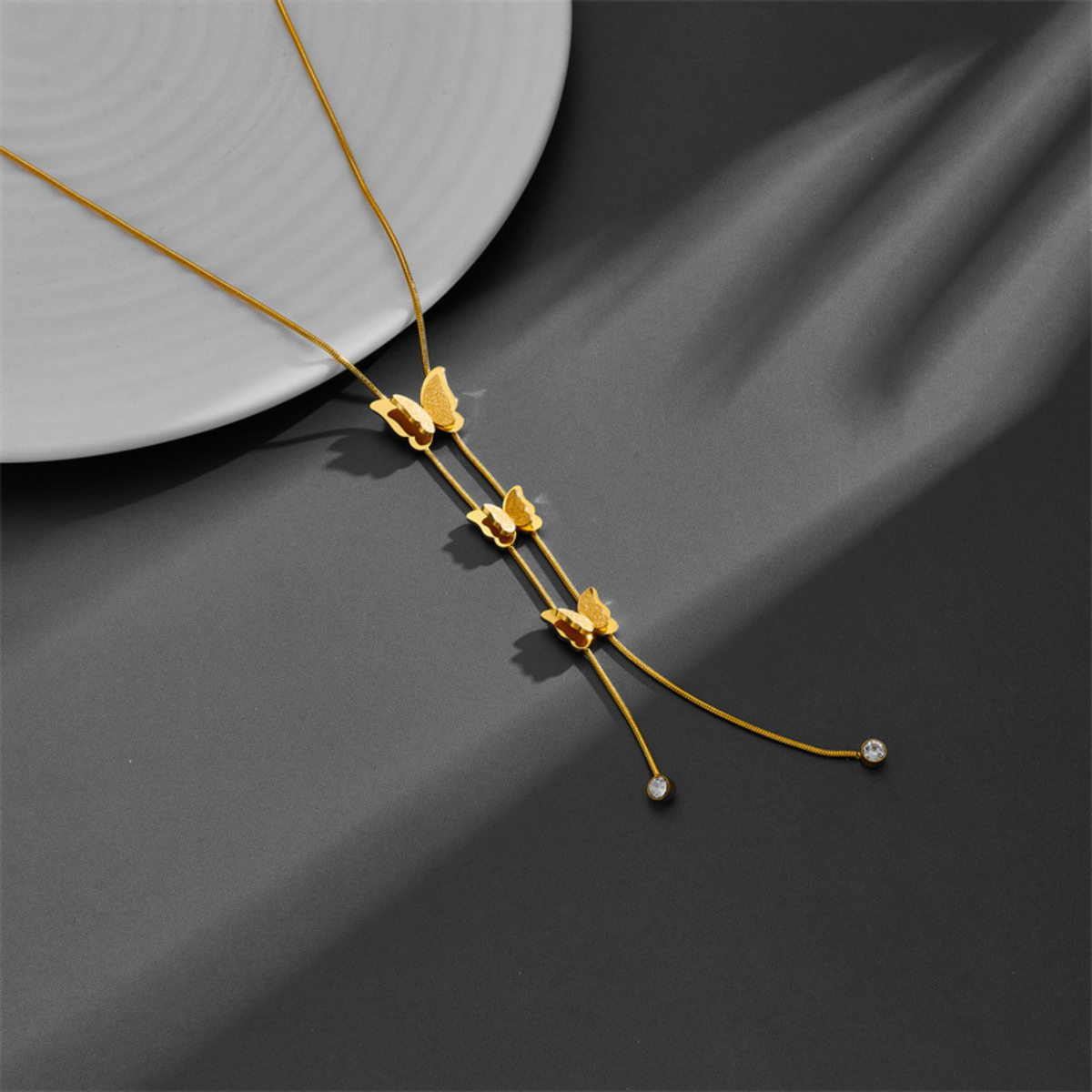 Butterfly Cascade Lariat Necklace