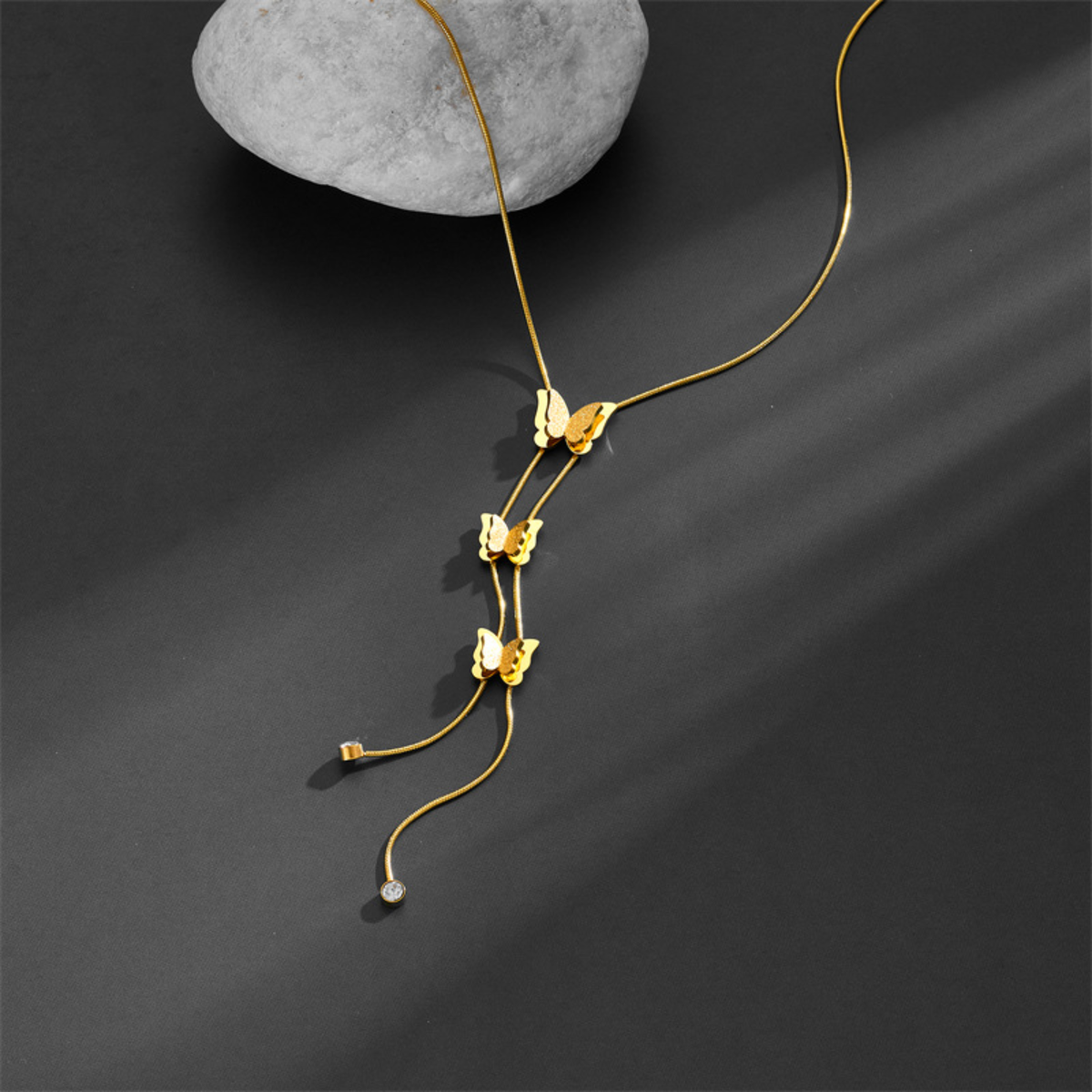 Butterfly Cascade Lariat Necklace