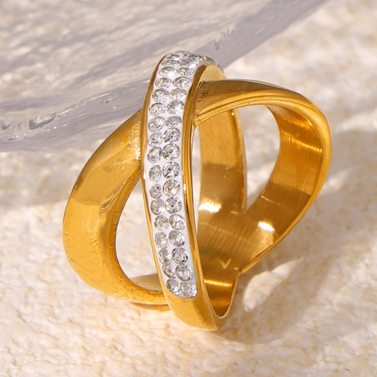 Radiant Crossline Crystal Ring