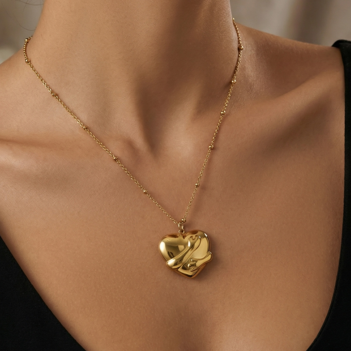 Golden Embrace Heart Necklace