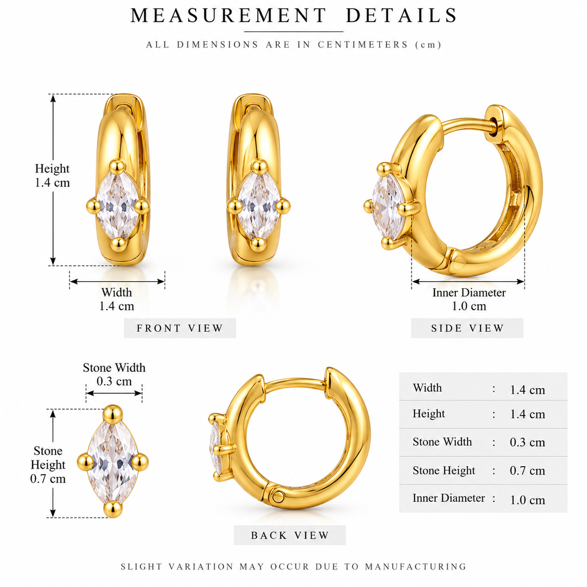 Marquise Crystal Huggie Earrings