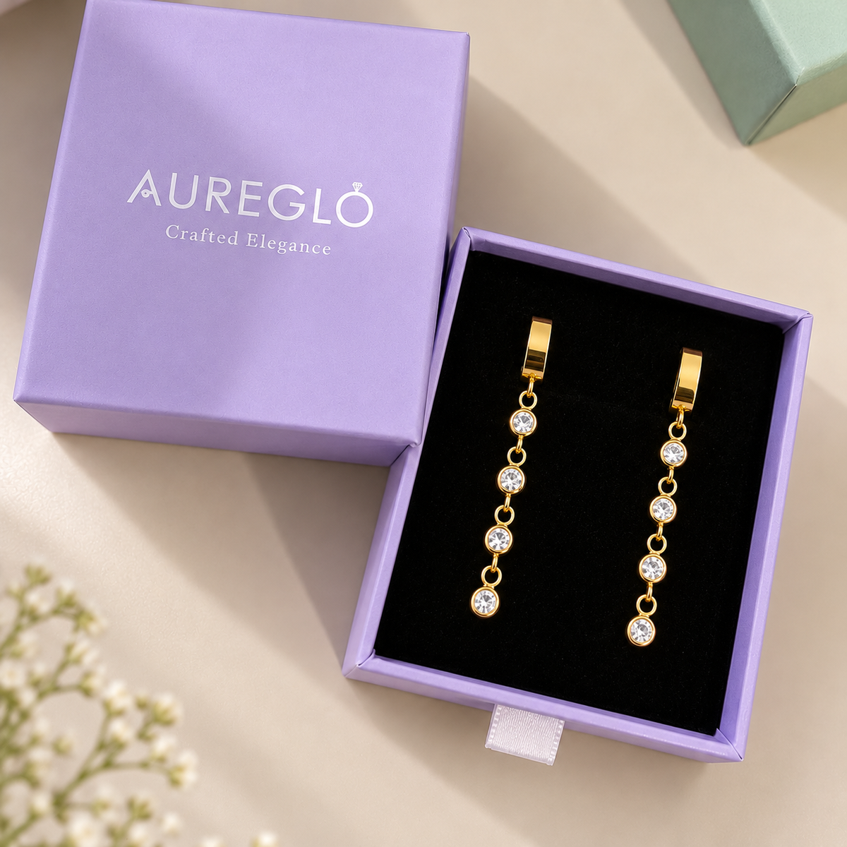 Gold-Tone Crystal Drop Earrings