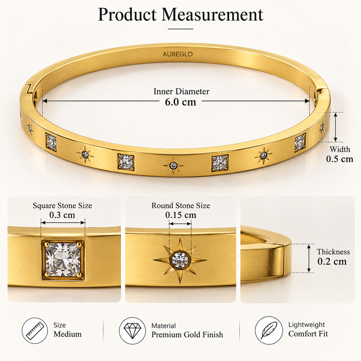 Celestial Square Stone Bangle