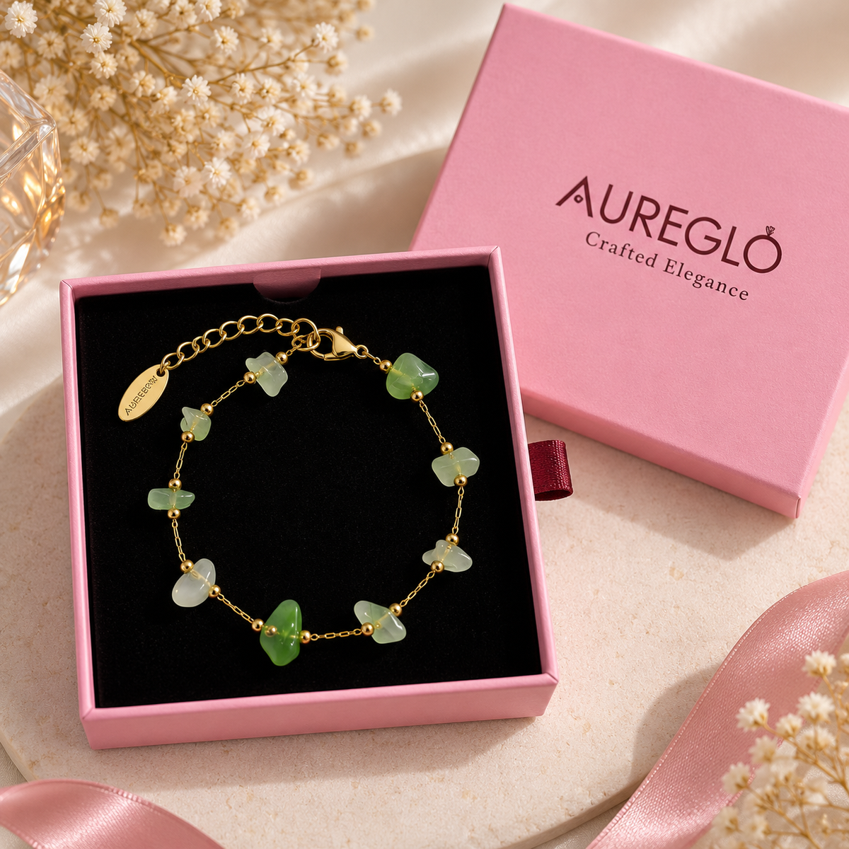 Green Gemstone Bead Bracelet