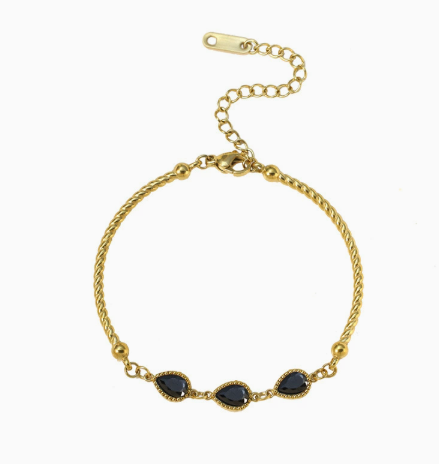 Noir Trio Teardrop Bracelet