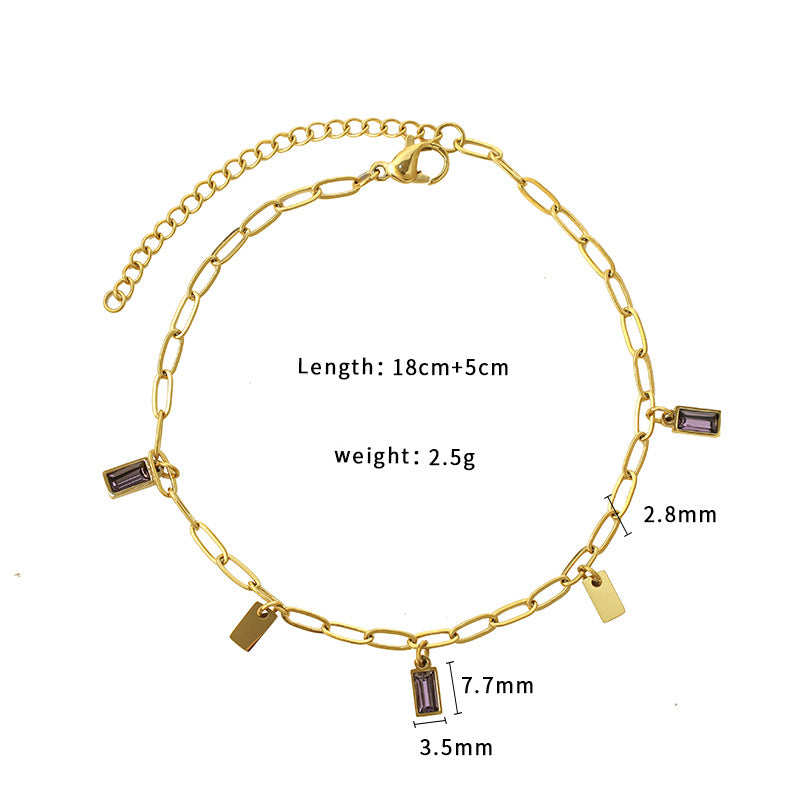 Amethyst Charm Link Bracelet