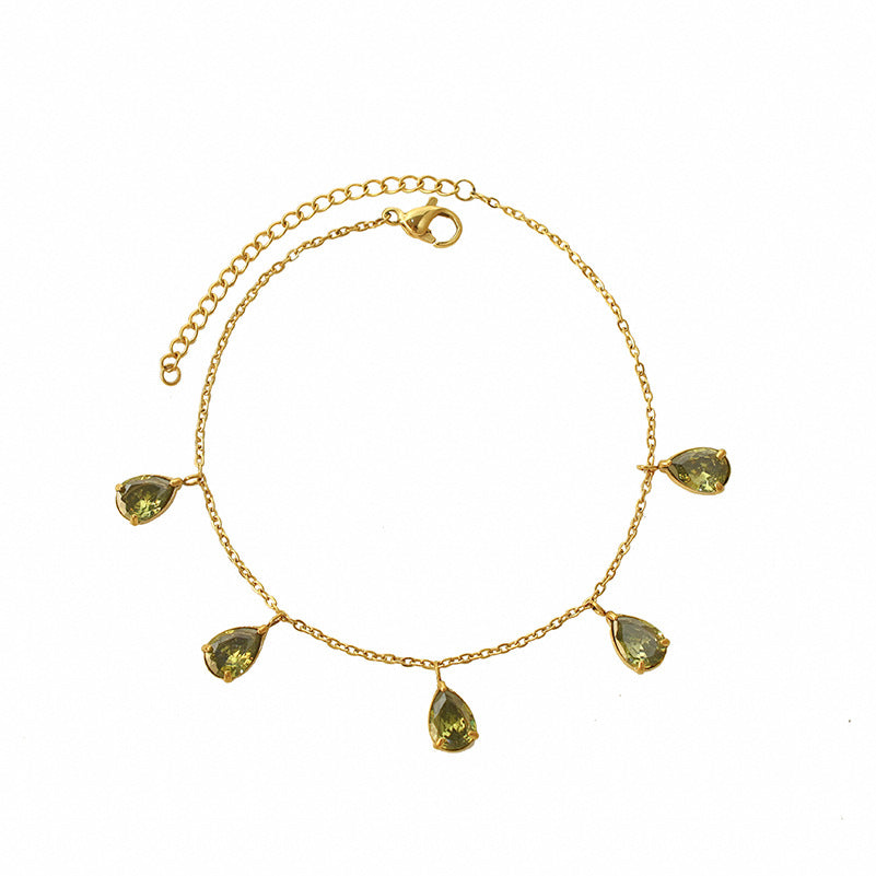 Olive Crystal Drop Bracelet