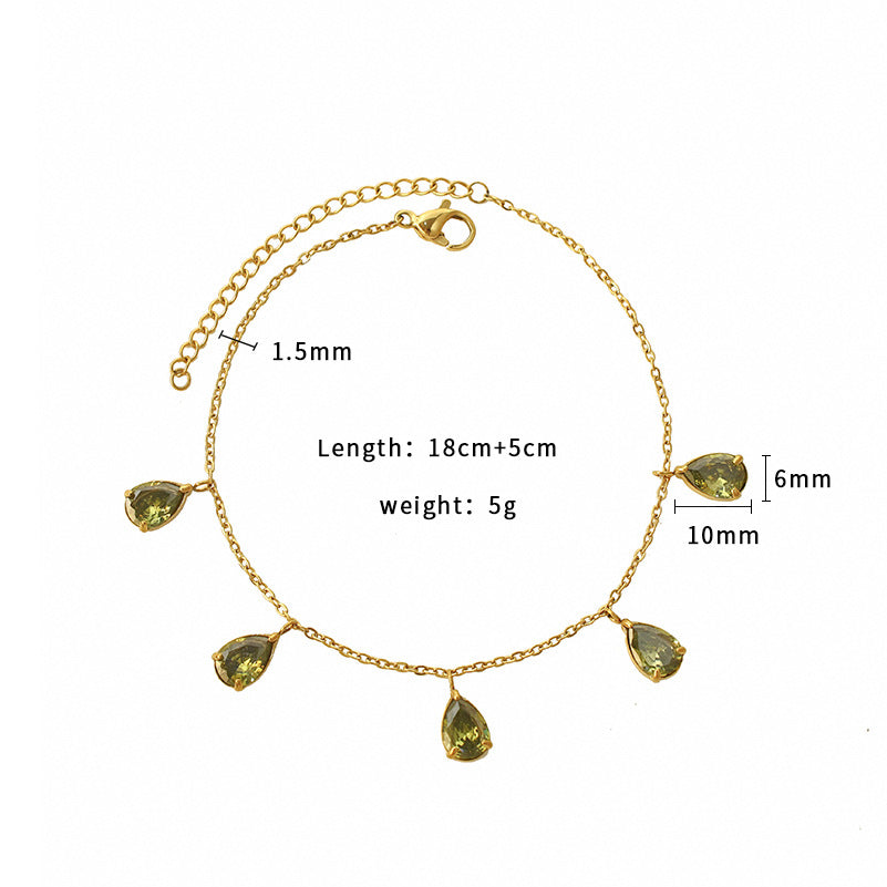 Olive Crystal Drop Bracelet