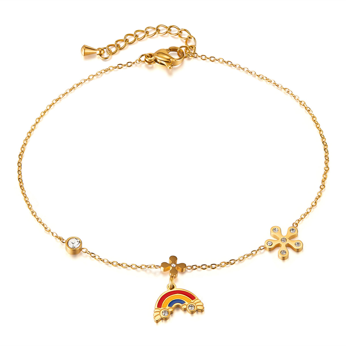 Gold-tone stainless steel with clear crystal stones