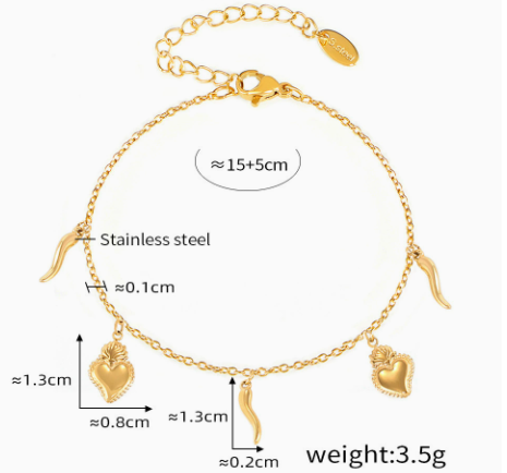 Flamme d’Or Sacred Heart Charm Bracelet