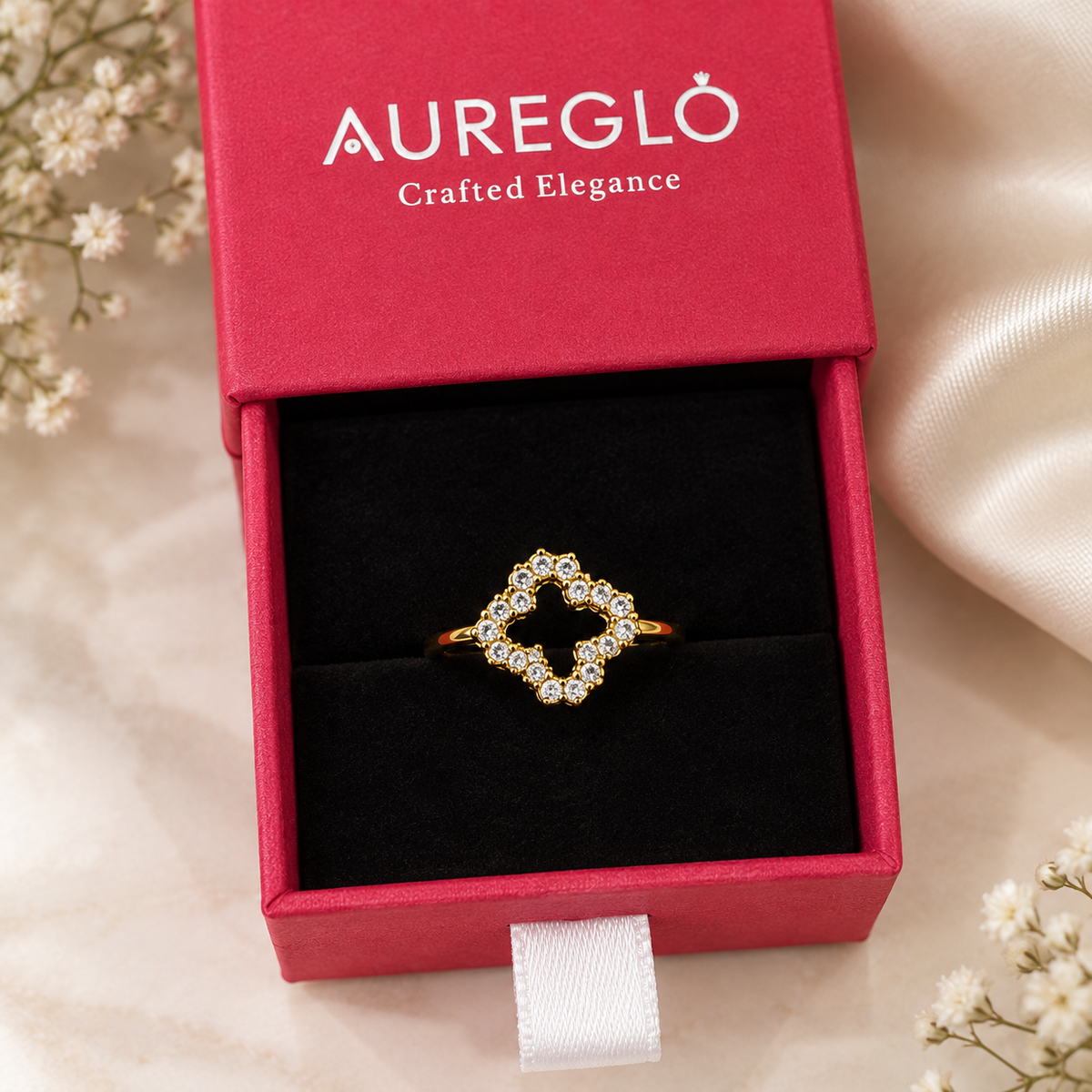 Quatrefoil Pavé Open Ring