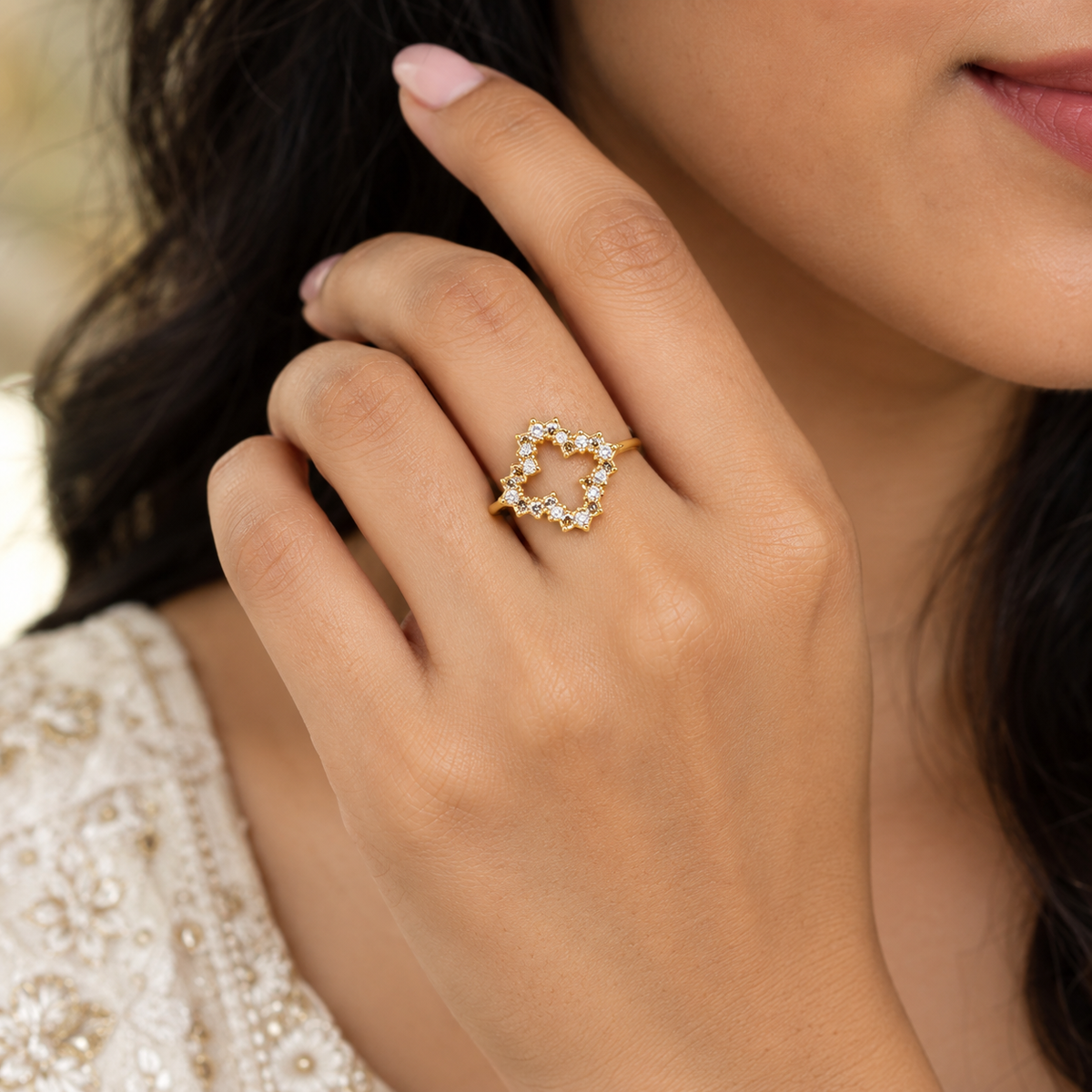 Quatrefoil Pavé Open Ring