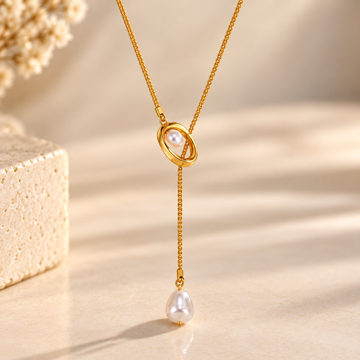 Perle Cascade Lariat Necklace