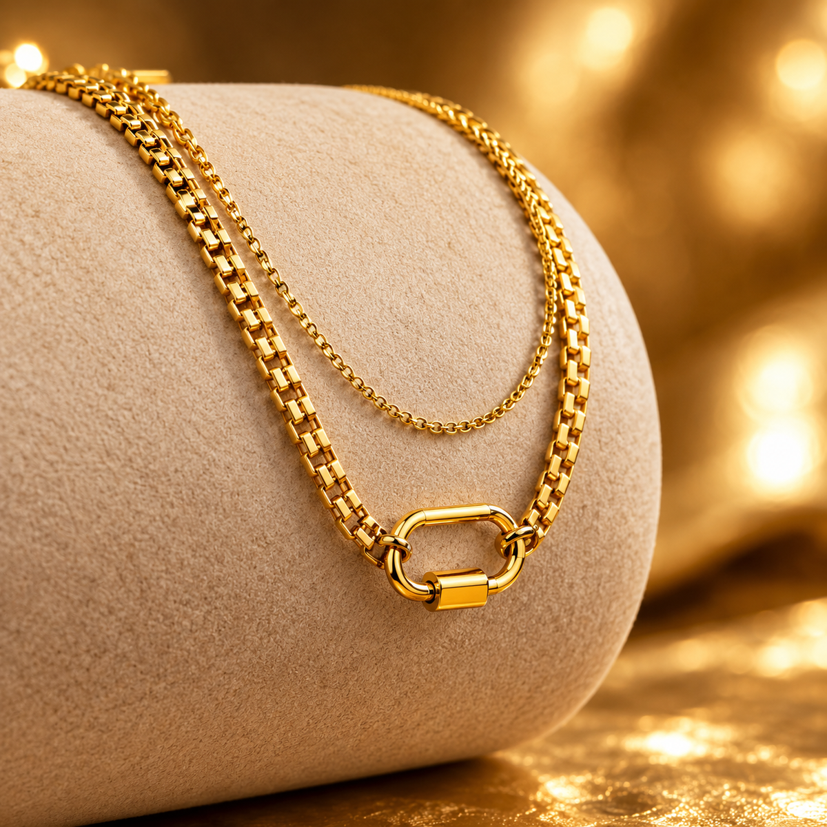 Modernist Double-Chain Buckle Necklace
