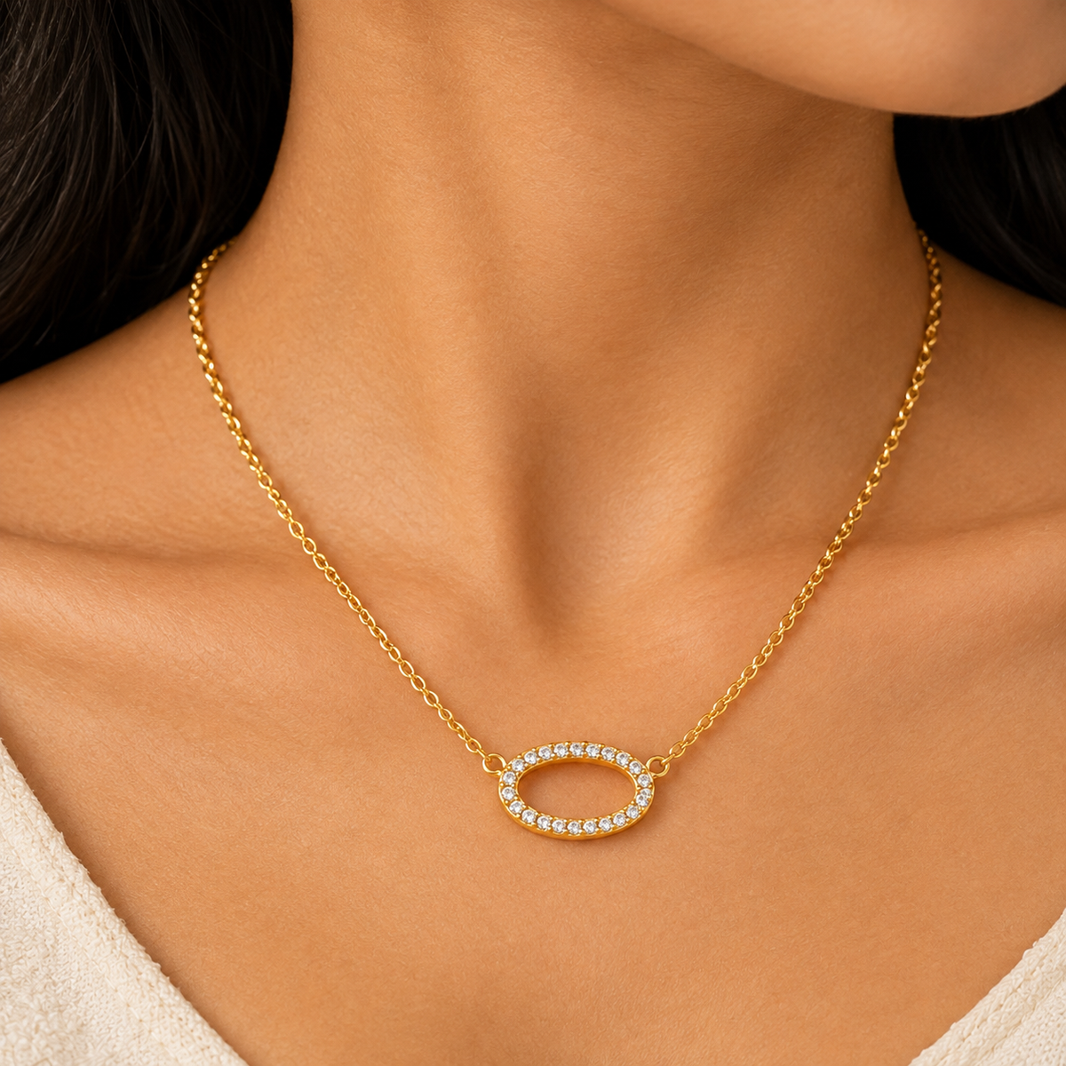 Halo Pavé Circle Necklace