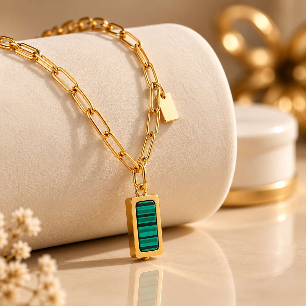 Verdant Art-Deco Malachite Necklace