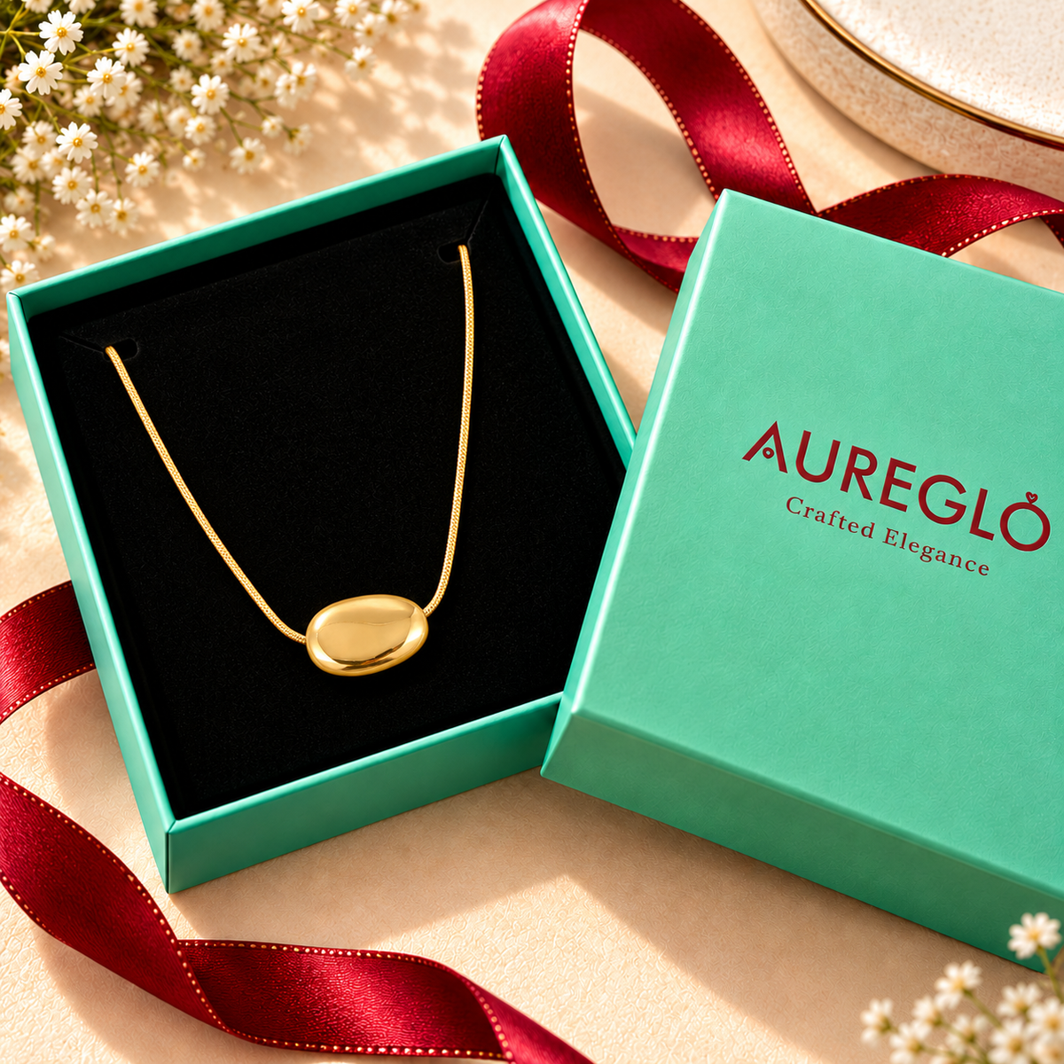 Polished Oval Statement Necklace