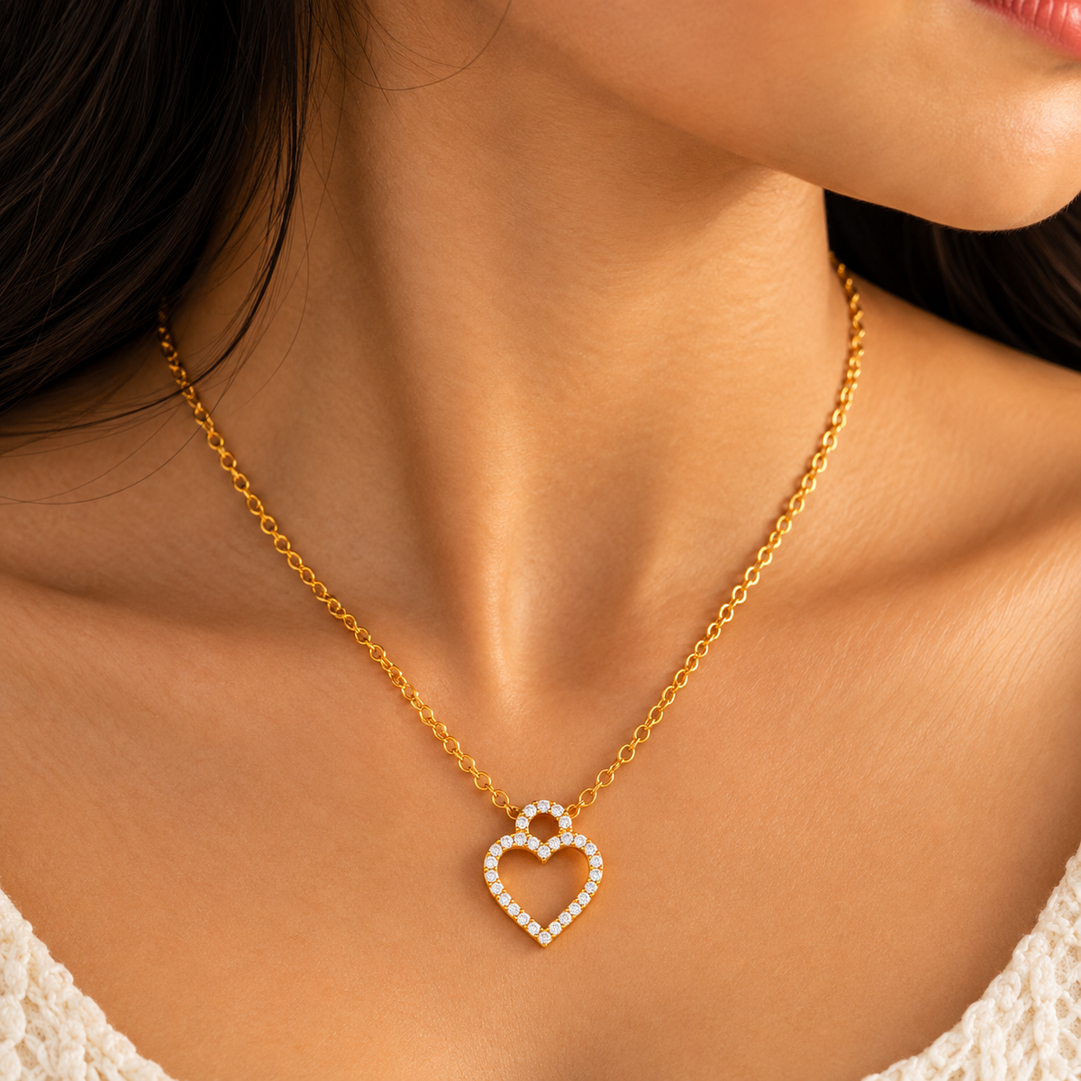 Open Heart Zircon Necklace