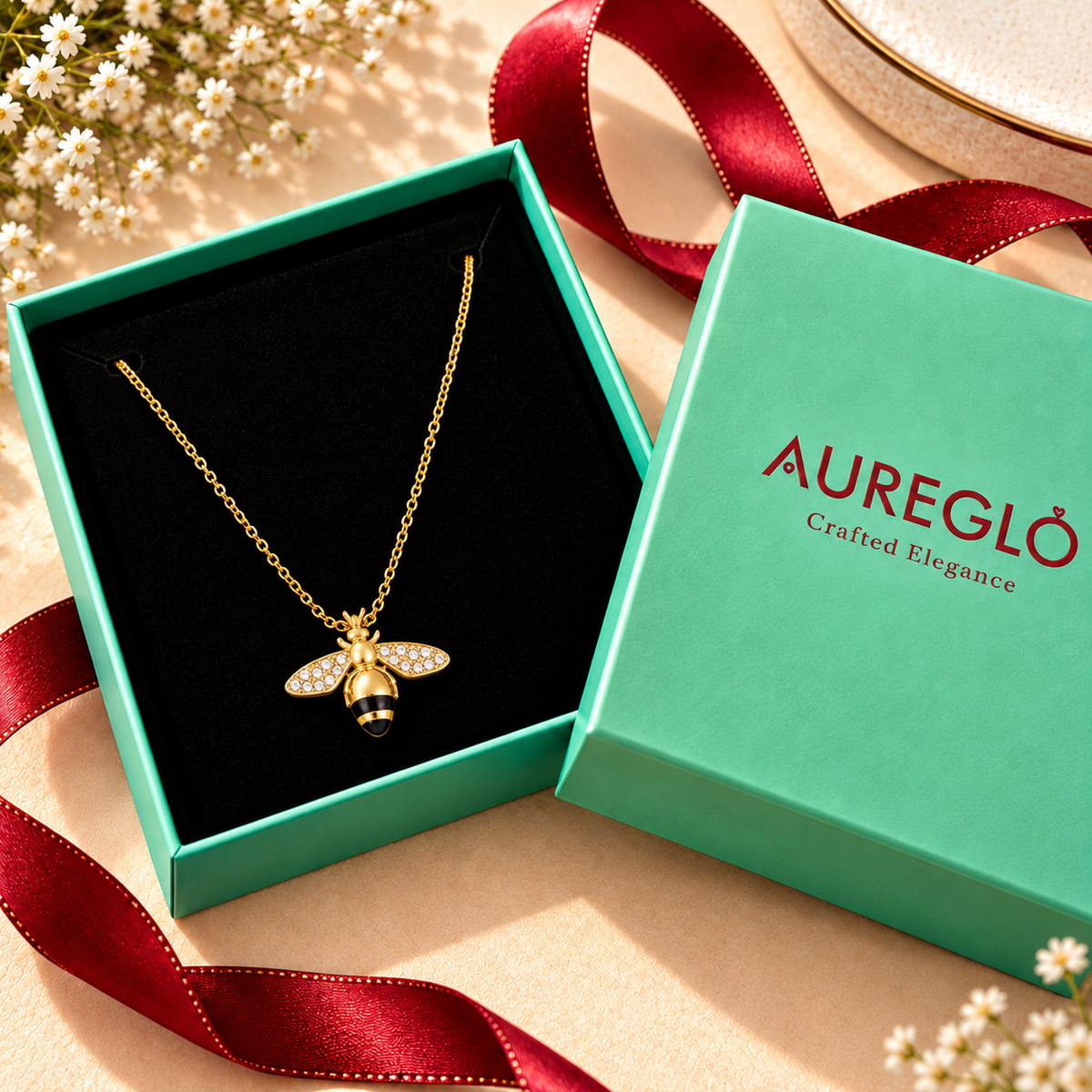 Bee Zircon Pendant Necklace