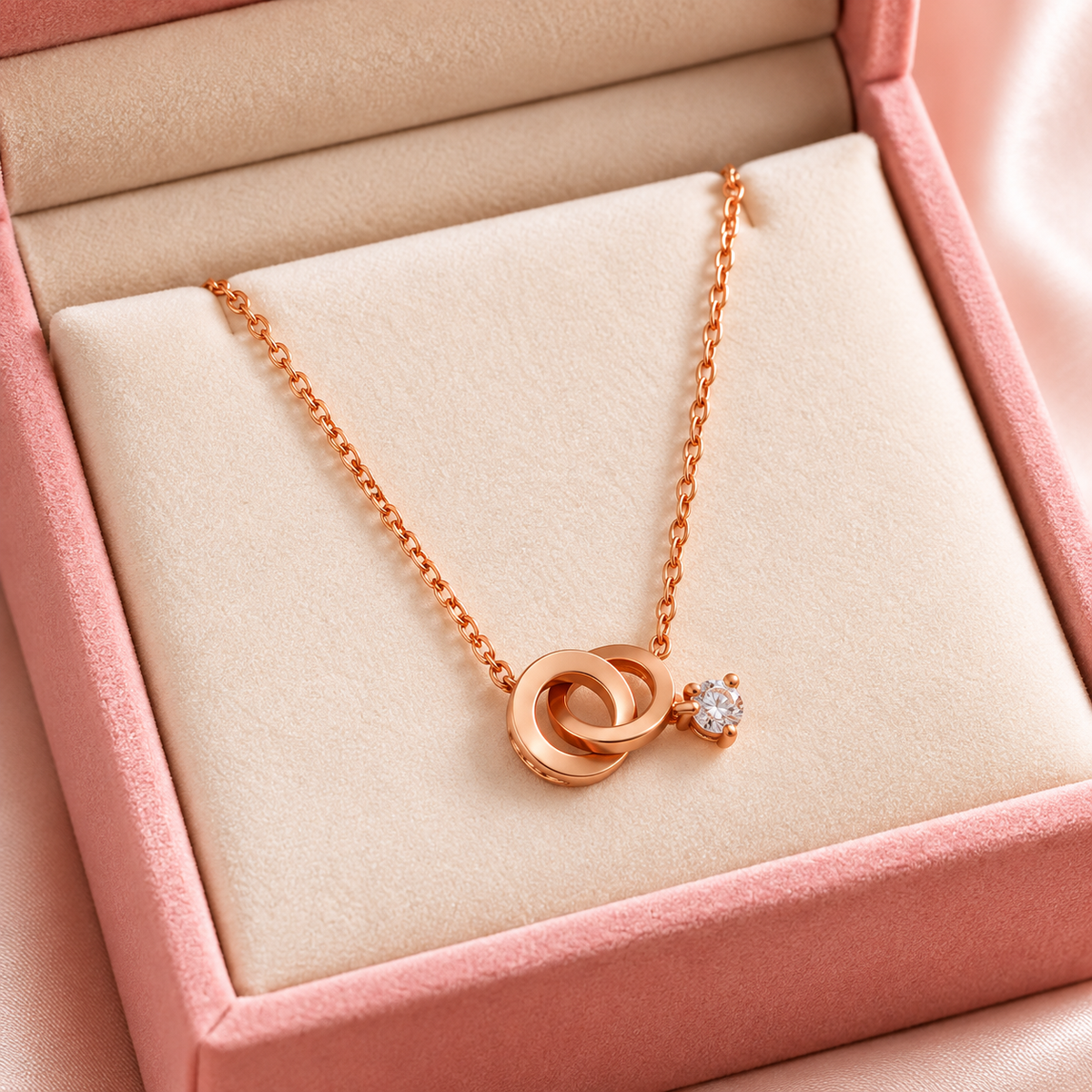 Rose-Gold Interlocking Loop Necklace
