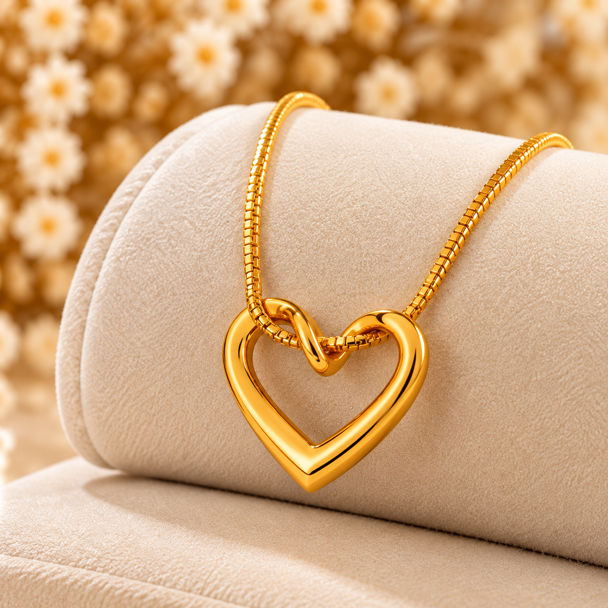 Golden Bloom Textured Flower Necklace