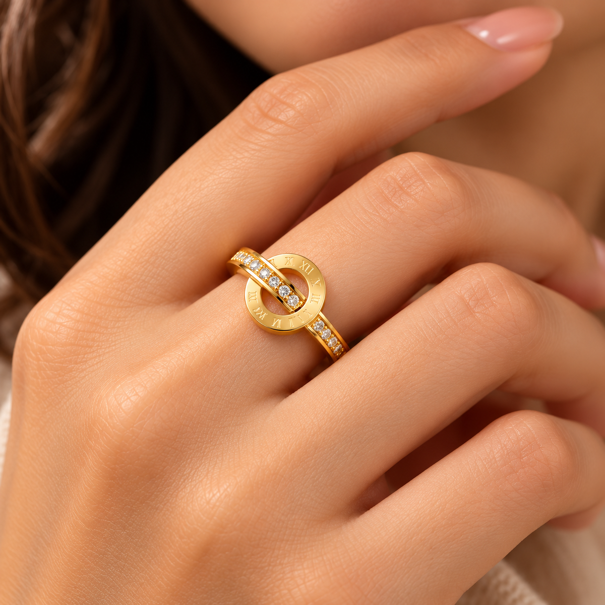 Roman Numeral Halo Ring