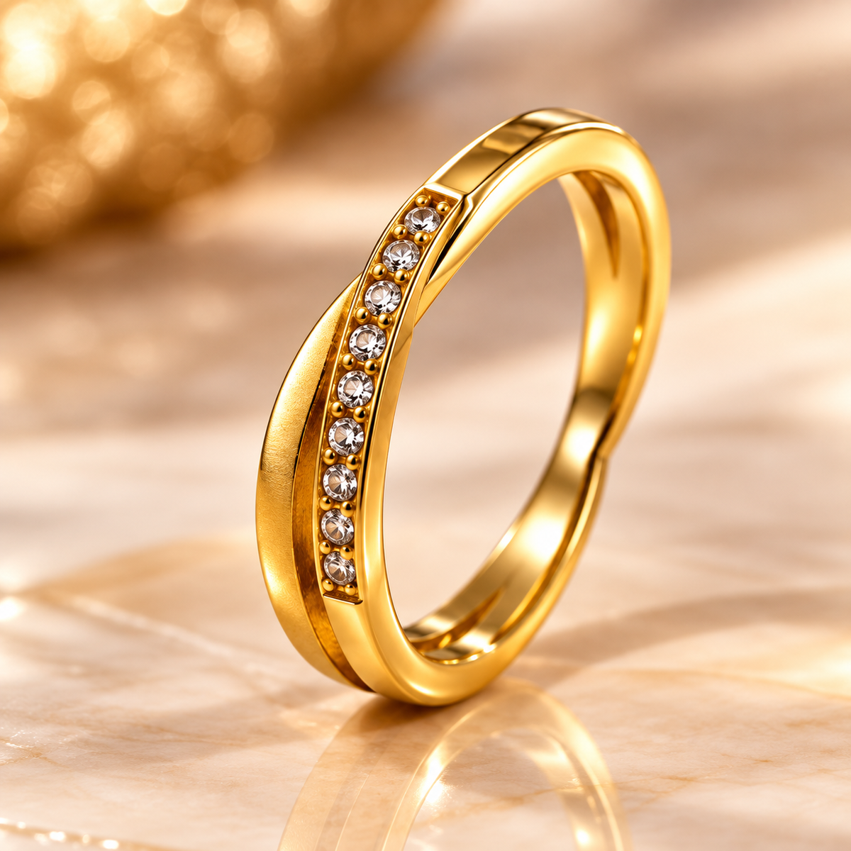 Lustre Crossing Zircon Ring