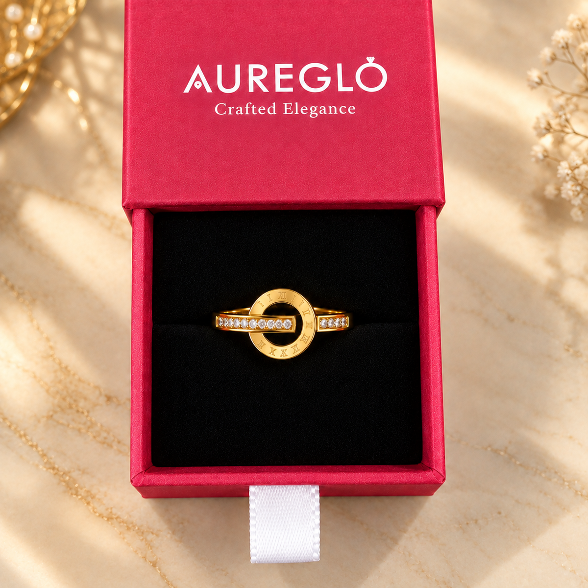 Roman Numeral Halo Ring