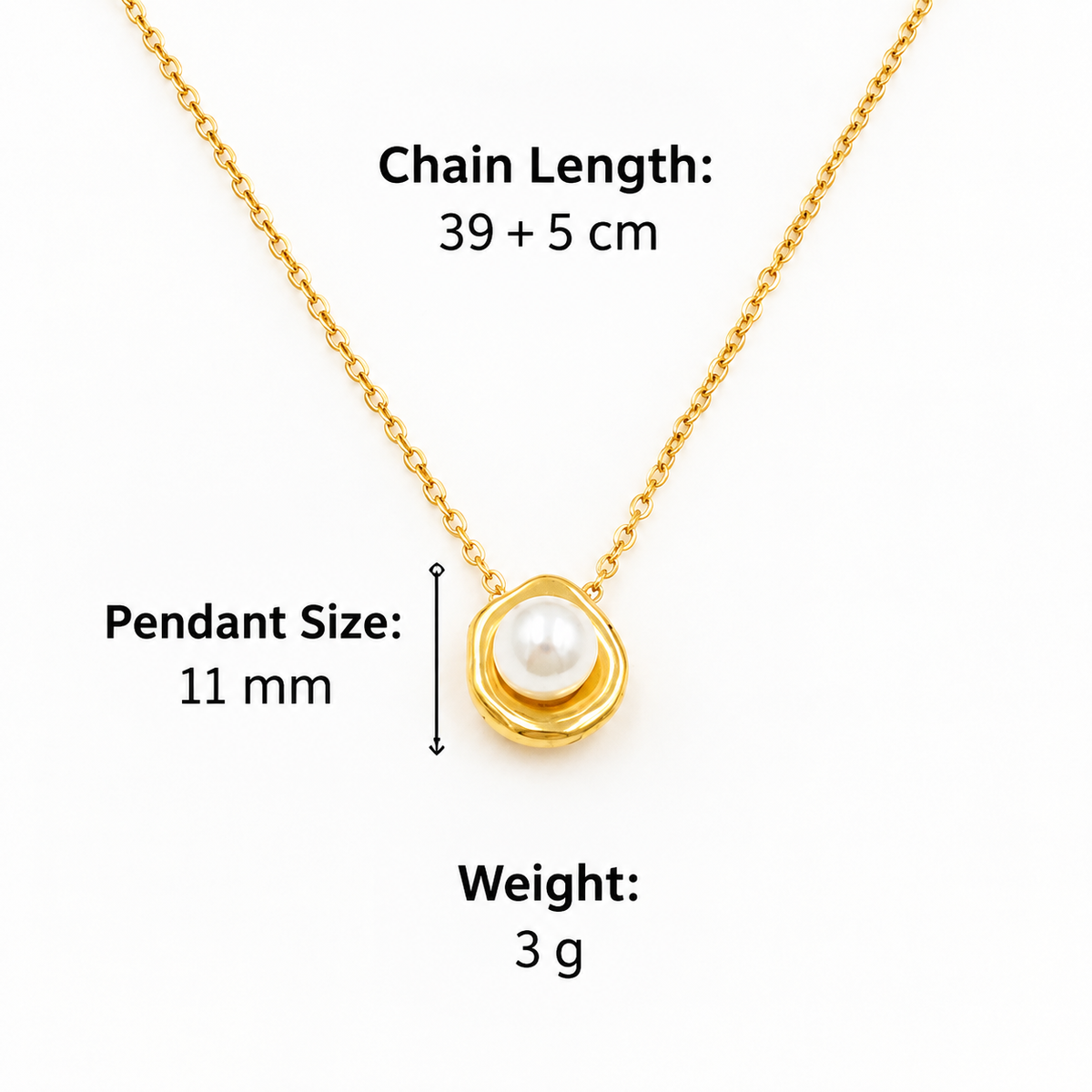 Gold Pearl Swirl Pendant Necklace