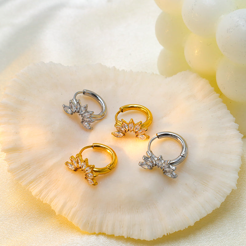 Laurel Marquise Crystal Hoops