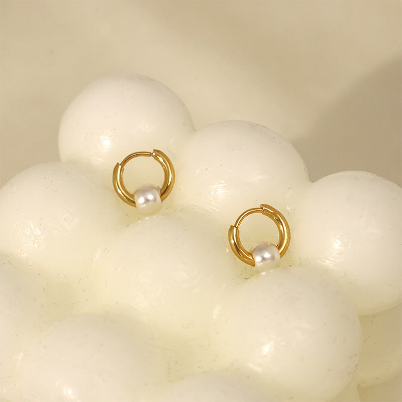 Luna Pearl Mini Hoops