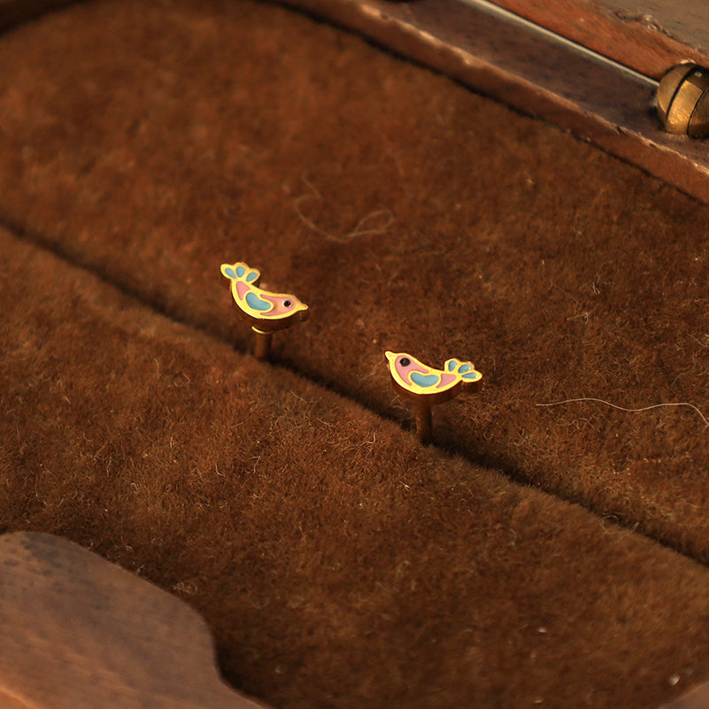 Piccolo Enamel Bird Studs