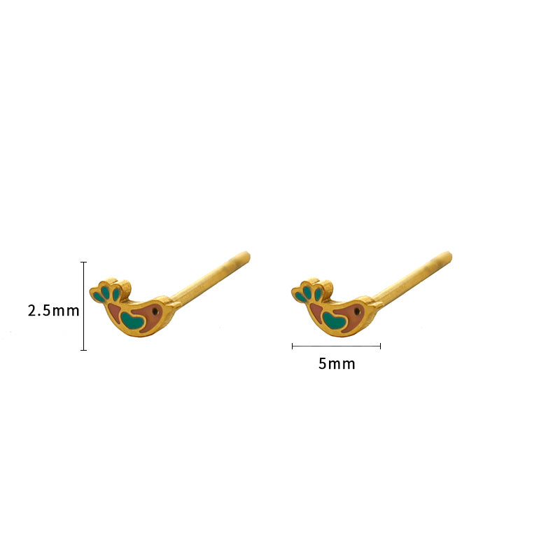 Piccolo Enamel Bird Studs