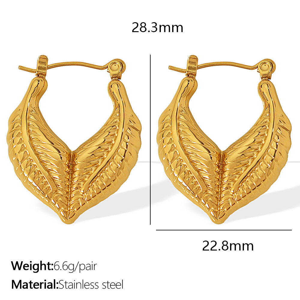 Laurier Sculpted Leaf Hoops