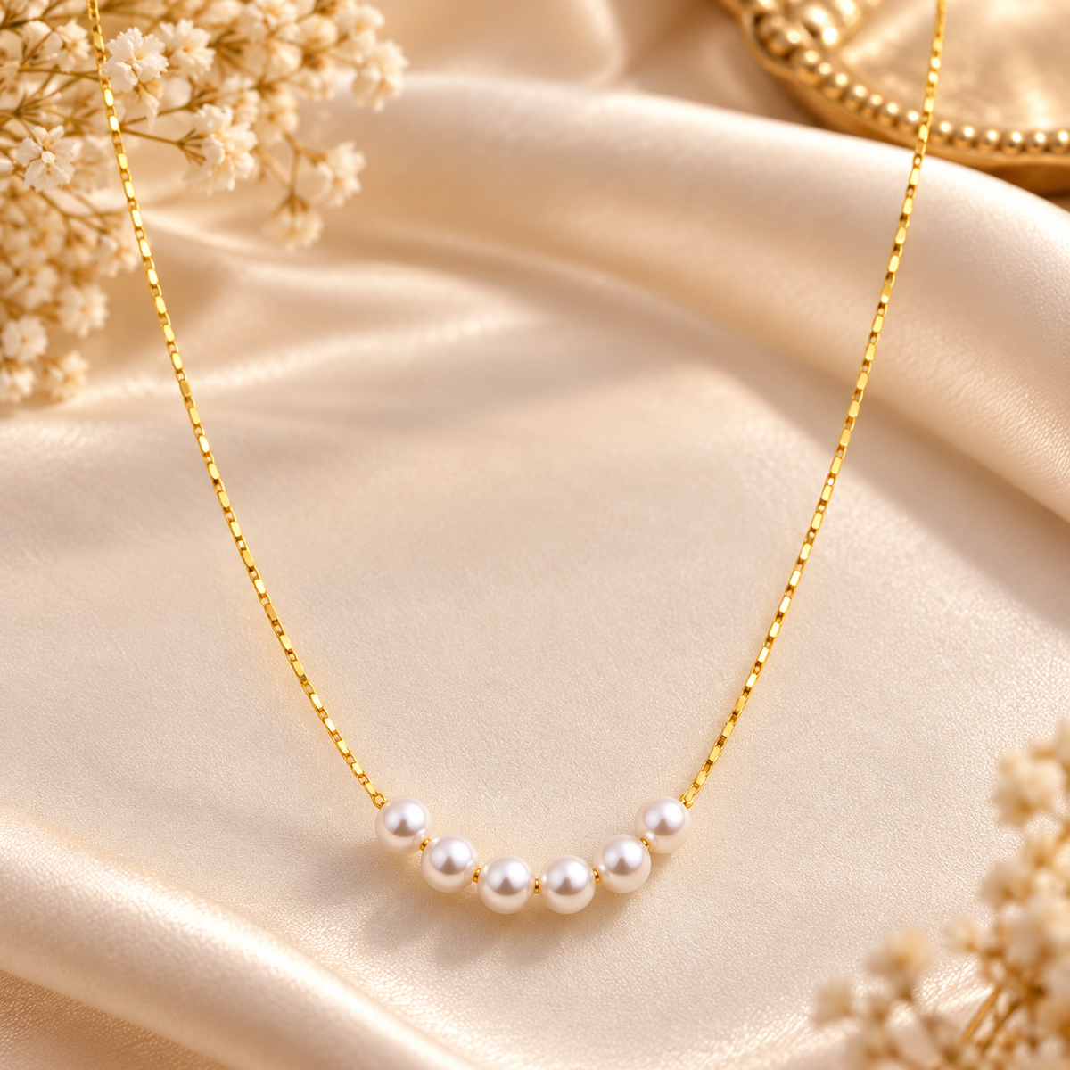 Six Pearls Curve Necklace