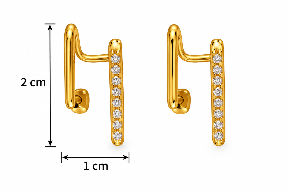Crystal Double-Bar Ear Cuff Earrings