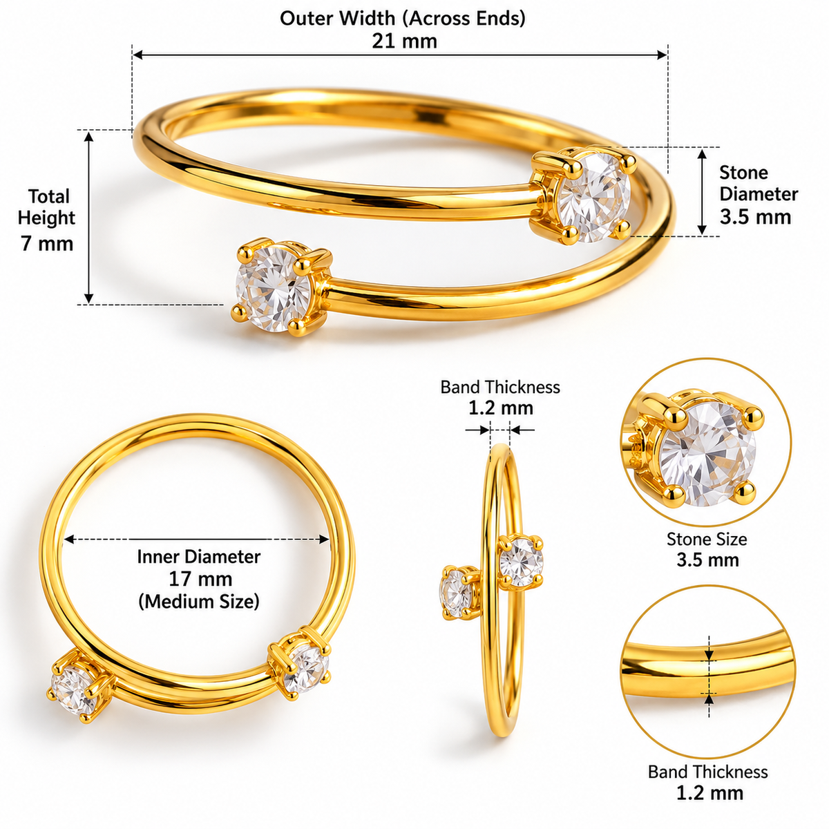 Twin Solitaire Bypass Ring