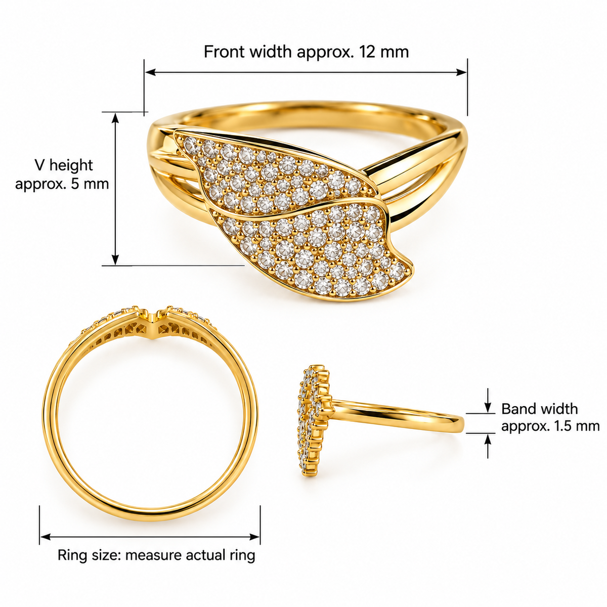 Leaf Pavé Statement Ring