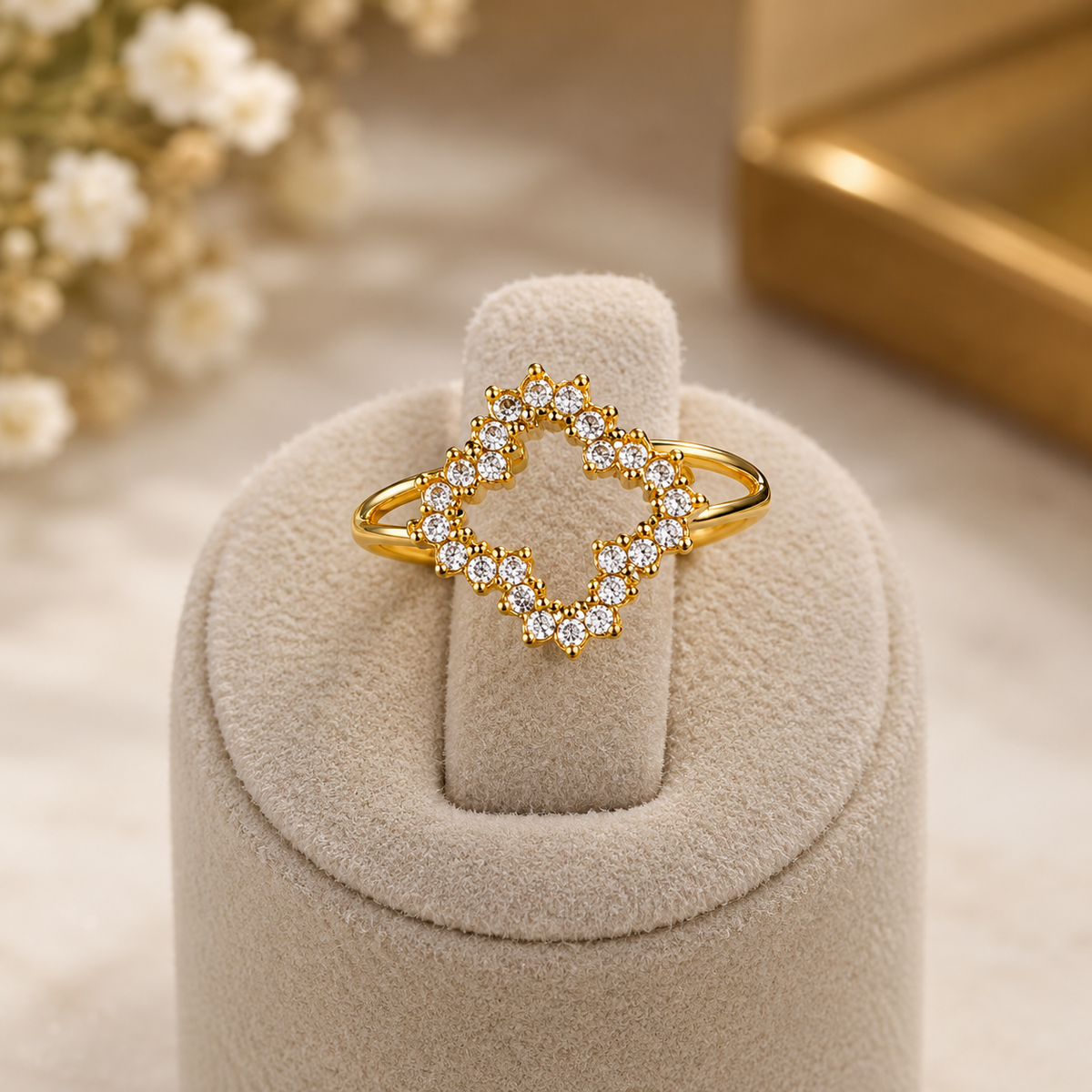 Quatrefoil Pavé Open Ring