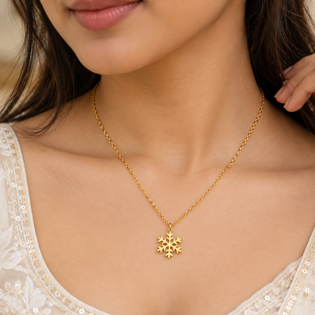 Crystal Snowflake Pendant Necklace