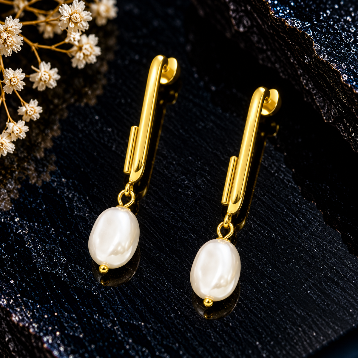 Pearl Drop Paperclip Earrings