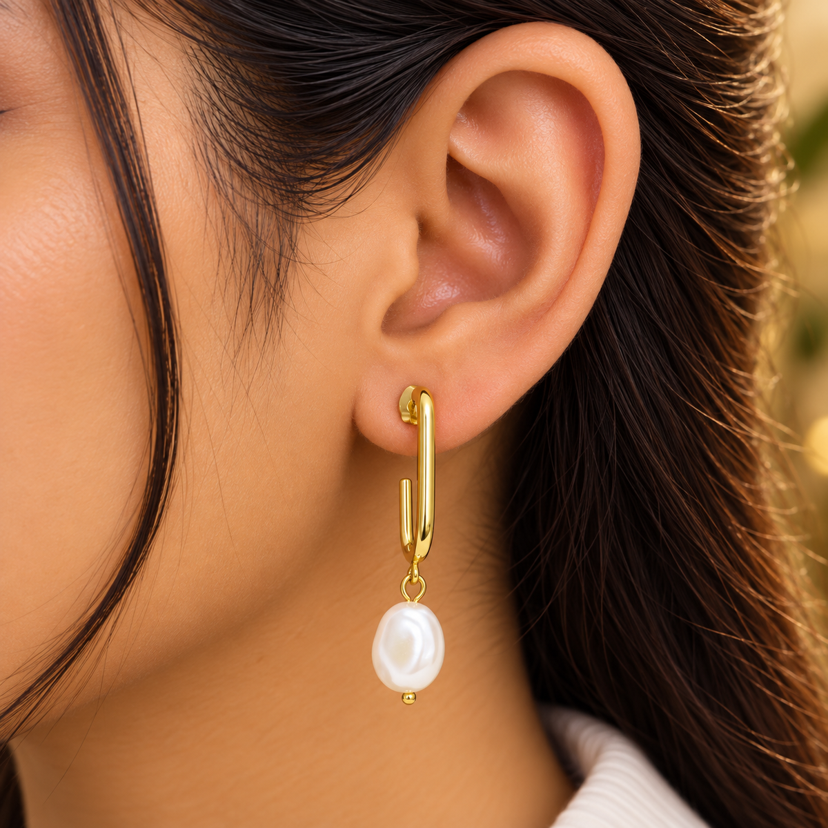 Pearl Drop Paperclip Earrings