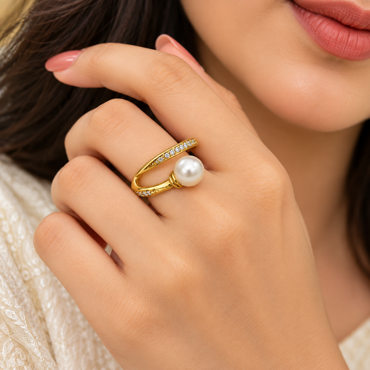 Pearl Pavé Wrap Ring