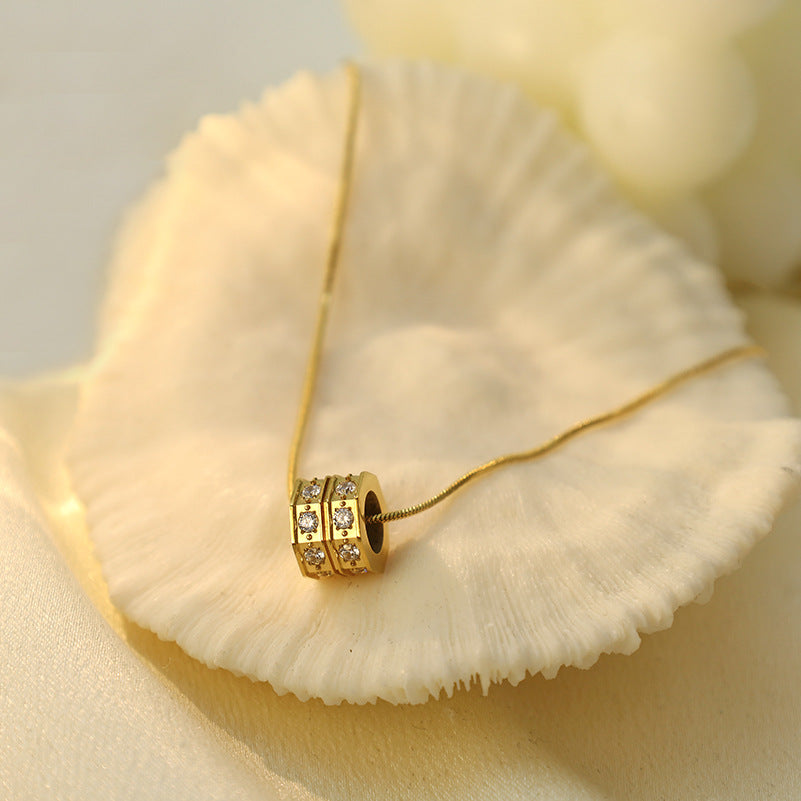Aurelia Pavé Barrel Pendant Necklace
