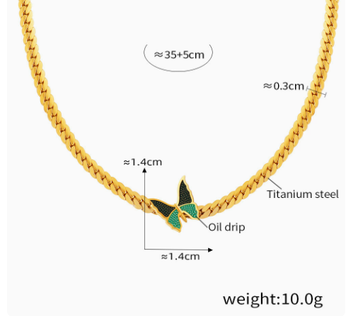 Emerald Butterfly Link Necklace